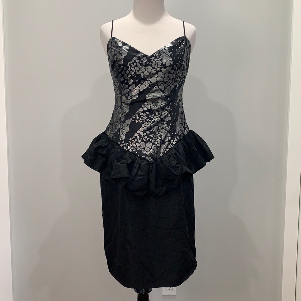Vintage 80’s Spaghetti Strap Peplum Dress